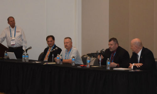 The panel on alternate revenue streams at NACE. From left: Chris Chesney, Sr. Director Customer Training for CARQUEST Technical Institute; Donny Seyfer, Co-Owner of Seyfer Automotive; Greg Buckley, President of Buckley's AutoCare; Todd Westerlund, CEO of Kukui Corporation and Bill Moss, President of EuroService Automotive.