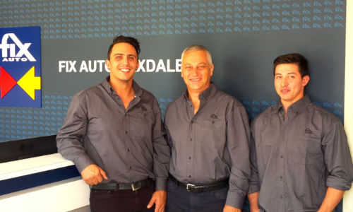 Mike, Robert and Matt Minotti of Fix Auto Rexdale.