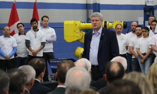 Prime Minister Harper spoke on auto manufacturing at a stop in Windsor. Auto industry issues loom large in the current federal election.