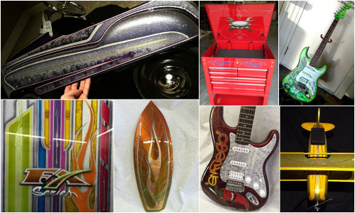 A few of the items up for auction this year throught Artists4Education. More items will be added, including some that will be painted at Valspar's SEMA booth.