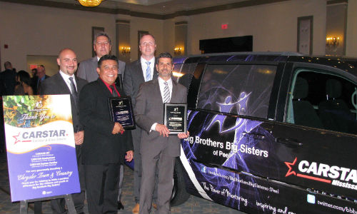 Presenting the van to Big Brothers Big Sisters of Peel. From left: Sam Saccoia, Jeff Moriarty, Robin Juns, Peter Chavez, and Daniela Bruno.