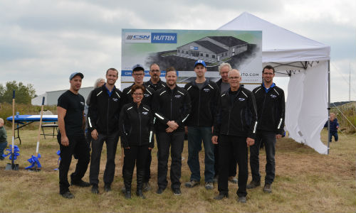 The team at CSN-Hutten Collision Centre at the future site of the facility's new building.