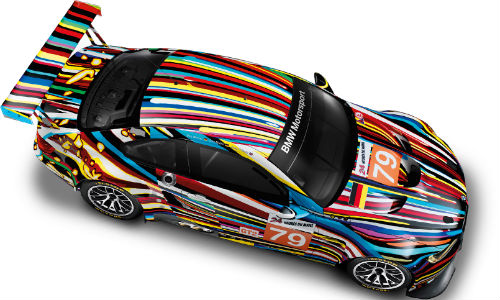 BMW has hired two artists to paint "art cars" this year. Above is the 2010 edition painted by Jeff Koons.