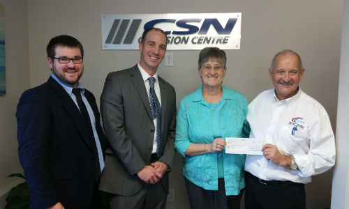 From left: Andrew Spurway and Collin Miller of Enterprise Rent-A-Car; Debbie Sangster, a volunteer with the Chalmers Hospital Foundation; and Dana Alexander of CSN-Dana's Collision Center.