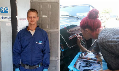 Body Shop Benjamin Clement has carved a high-end niche in Kingston through extreme attention to detail. It might be fair to say that Benjamin Clement (left) is obsessive when it comes to painting. Michelle France (right) is a certified estimator. Here she shows off her eye for detail and her steady hands, applying pinstriping to a '67 Ford Galaxie.
