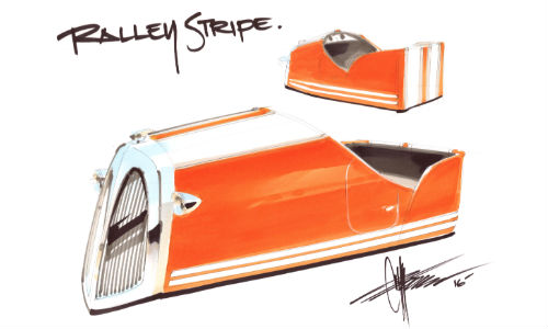 A Chip Foose sketch inspired by the Pedal Car Challenge. The upcoming event will give members of the industry a chance to meet Foose and watch him sketch live.