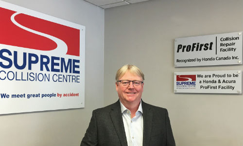 Marty Reddick, President of Supreme collision Centre. The company is the first multi-store operator to achieve Honda ProFirst certification at all locations.
