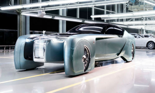 A Rolls-Royce concept car, the Vision Next 100 boasts a 'silk throne' instead of the usual driver's seat.