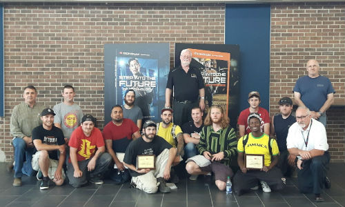The graduates of Mohawk College’s apprenticeship Level 3 class. Also shown are John Norris of CIIA (centre), Paul Birchall of 3M (front row, right) and instructors Jim Miles and Jim Carey.