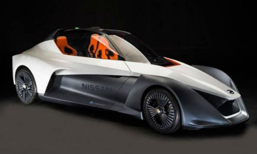 The working prototype of the Nissan BladeGlider. It's a zero-emission vehicle, unless you count the audible gasps from the people you pass.