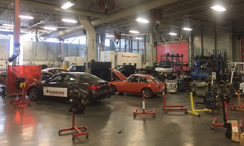Myers CARSTAR Collision manager Shawn Jamieson visited students enroled in the advanced level of the Auto Body Repairer program at Algonquin College recently to offer some insight on the future of the collision repair industry. Pictured above is the main body shop at the Ottawa-based school.
