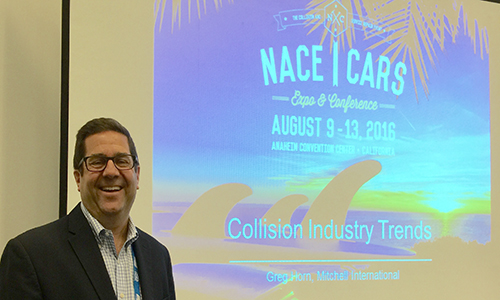 The 2016 NACE CARS Expo and Conference kicked off in Anaheim, California this week. Featured on the opening day of the Expo, Greg Horn and Mitchell Industry Trends discussed the immediate future of the collision repair industry in the US and Canada.