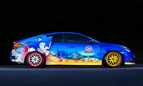To celebrate 'Sonic the Hedgehog's' 25th anniversary, Japanese video game giants Sega commissioned US body shop Fox Marketing Cars to design a one-of-a-kind customized vehicle. The company will display the car at SEMA in November.