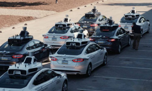 Uber's autonomous taxi fleet, ready to roll out in Pittsburgh. The company is currently testing the technology.