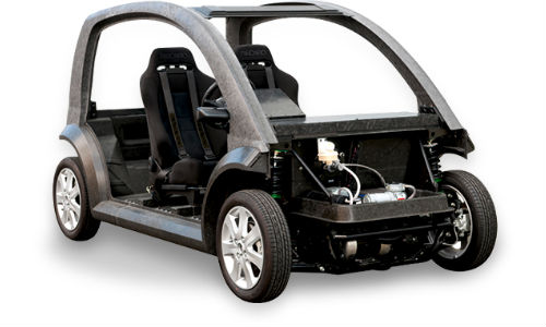 Teijin's concept car, with a carbon fibre body. The body structure of the car weighs just 47 kg.