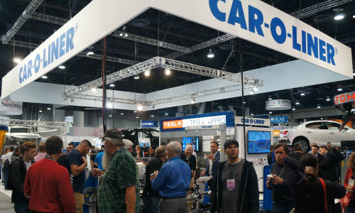 Car-O-Liner's booth at SEMA 2015. This year the company's presence will include virtual welding, a 3D shop experience and live demonstrations.