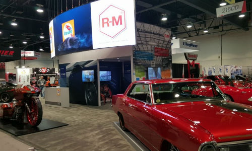 A view of BASF's booth at the SEMA Show. The paint company will broadcast exclusive interviews live to Facebook on November 3 from 1:30 pm to 2:30 pm (EST).