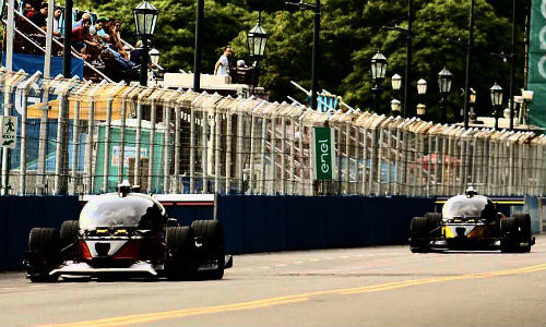 The Roborace competitors in Buenos Aires, Argentina. Only one car finished the complete race.