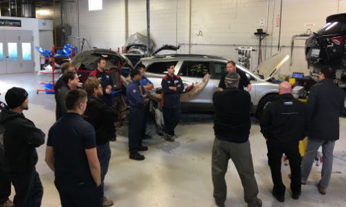Tom McGee of Spanesi Americas leads a training session at CARSTAR Oakville East.