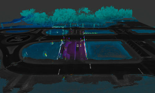 An image from a digital map developed by Ford at the University of Michigan's Mcity self-driving testing site. Autonomous vehicles require much more precise maps than normal GPS navigation does.