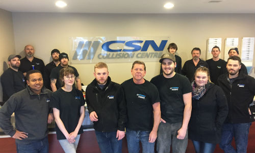 The team at CSN-Keizer’s Collision. The facility is the first shop in Eastern Canada to receive CCIAP accreditation.