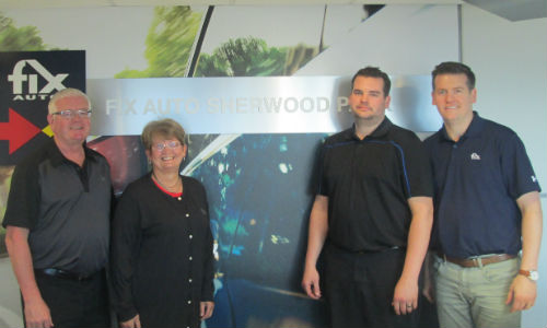 Management at Fix Auto Sherwood Park. From left: Merv Koughan, Theresa Koughan, Craig Koughan and Scott Koughan.