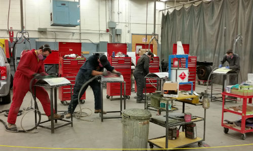 Students in competition at the Saskatchewan Polytechnics 16th Annual Skills Competition. First prize was a Westward tool chest filled with tools.