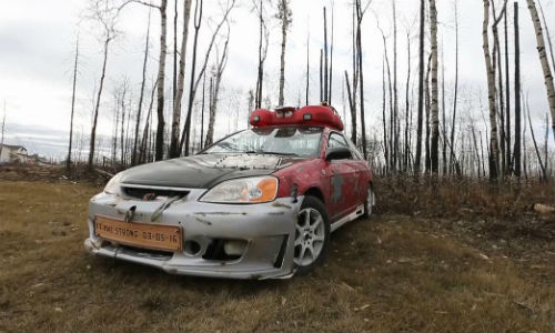 A Fort McMurray resident gave this Honda Civic a "post-apocalyptic" look to honour the city's resilience during the fire of 2016.