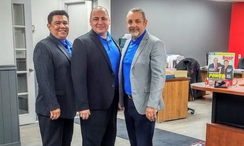 Three of the partners from LC Group, owner/operators of CARSTAR Hamilton Lockwood. From left: Peter Chavez, Javier Torres and Ian Ladd.