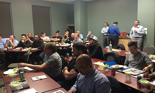 Representatives from Speedy Collision, CARSTAR, Fix Auto, Boyd Group, and independent shop owners attending a Canada Car Color Training Module.