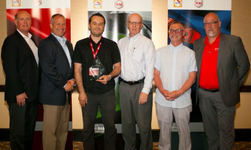 BASF’s 2016 Performance Group III Shop of the Year award presented to CSN-Frank’s Auto Body. From left: BASF Refinish Sales Director, Tim Dawe; BASF Refinish Marketing Head, Dan Bihlmeyer; CSN-Frank’s Co-Owner and Manager, Matt Brunelle; BASF Refinish VP, Marvin Gillfillan and BASF Business Development Managers, Mark Livingston and Cameron Lavender.