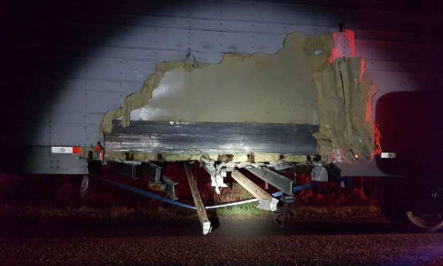 We definitely appreciate creative solutions, but “repairing” a transport trailer probably isn’t the best place to try them out. Ontario Provincial Police pulled this truck over when an alert officer noticed the nylon straps.
