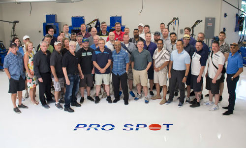The assembled teams from Pro Spot and Craftsman Collision. 