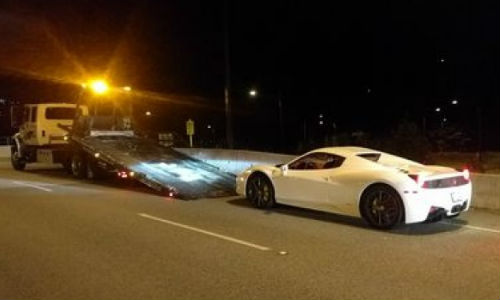 West Vancouver police impounded this Ferrari after catching the driver going more than three times the speed limit on Vancouver’s Lions Gate Bridge. According to a statement from police, the same driver was ticketed for speeding in April, after being pulled over by the same officer … on the same bridge.