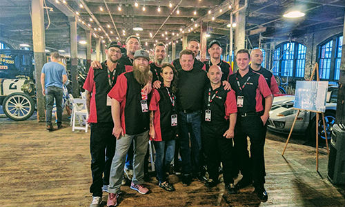 Painters from around the world with Chip Foose. From left to Right: Christian Wilke, Danny Schramm, Clay Hoberecht, Carl-André Giroux, Connie Manjavinos, Chip Foose, Shane Wanjon, Jacob Miles, Carmine De Maria, Justin Jimmo and Pablo Prado.