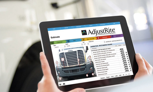 The AdjustRite estimating system, pictured above, is a logic-based estimating platform that incorporates actual truck model information. This will expand with the introduction of LKQ Corporation to its supplier database.