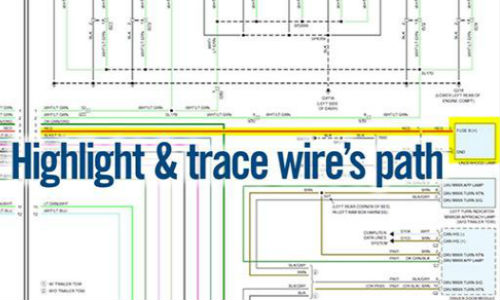According to ALLDATA, the new interactive wiring diagrams can be easily highlighted, wires not needed for the job in hand can be hidden and print diagrams show only the highlighted wires.