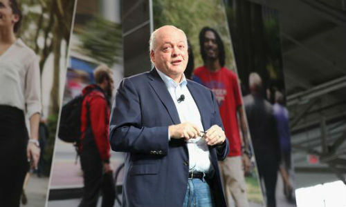 Jim Hackett, CEO of Ford. Hackett was brought in to be a “change agent” as the company transitions into mobility, electrification and self-driving cars.