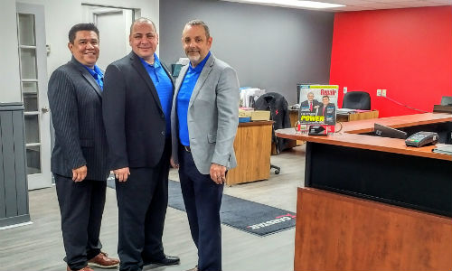 Franchise partners of CARSTAR Brantford West: Peter Chavez, Javier Torres and Ian Ladd. The facility is owned by CARSTAR LC Group.