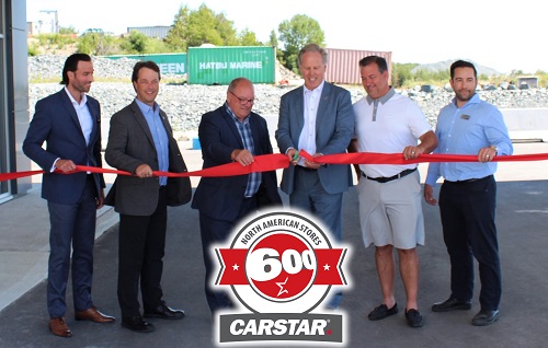 Michael Macaluso and the CARSTAR and CARSTAR Sudbury team cut the ribbon on the franchise's 600th store.