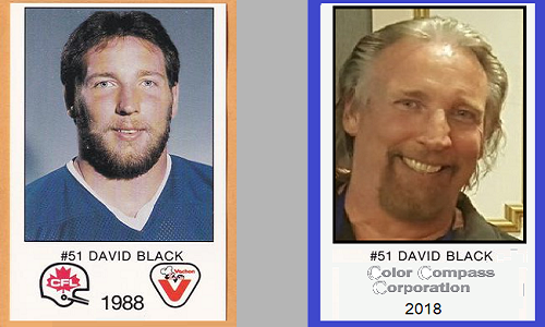 Dave Black's 1985 CFL card. On October 1, Black joined the Color Compass team.